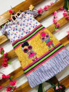 Vestido lol faixa dourada corações azuis amarra Infantil