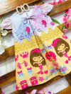Vestido sereia colorido laço infantil