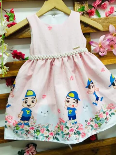 Vestido Lucas Neto Rosinha pérolas infantil