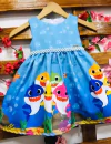 Vestido baby shark azul pérolas infantil