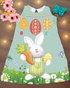 Vestido Coelho Verde Pascoa trapézio infantil