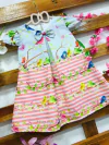 Vestido Jardim listra rosa laço