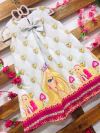 Vestido Barbie corações amarelos laços infantil