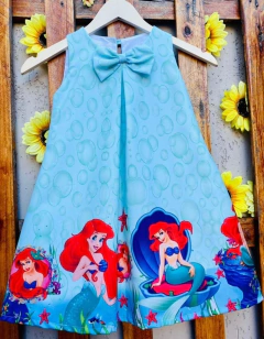 Vestido Ariel pequena sereia concha modelo Manuella infantil