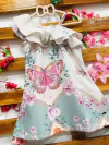 Vestido Borboleta flores claro babado infantil