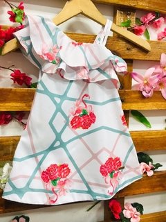Vestido flor flamingo modelo valentina infantil