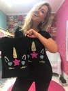 T shirt unicórnio estrela mãe e filha