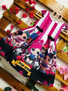 Vestido lol pop rock dois lacinhos infantil