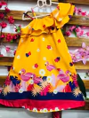 Vestido flamingo laranja babado infantil