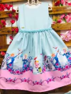 Vestido Frozen Primavera Flores pérolas infantil