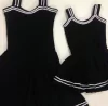 Vestido preto alça cianinha gola e barra mãe e filha