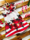 Vestido flores vermelhas babado infantil