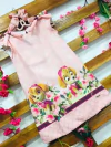 Vestido Skie Flores Patrulha Canina Rosa laços manga infantil