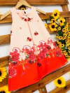 Vestido Rosas Vermelha fundo salmão modelo Manuella infantil