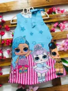 Vestido lol glitter azul manga laço infantil