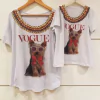 T shirt cachorro laço vogue mãe e filha