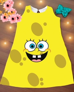 Vestido Bob Esponja modelo trapézio infantil