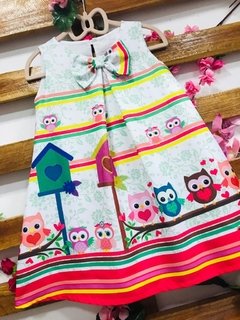 Vestido Coruja Casinha laço infantil