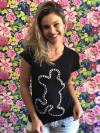 T shirt mickey inteiro contorno mãe e filha