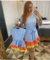 Vestido azul claro barra peplum cloridamãe e filha