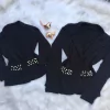 Casaquinho preto detalhe bolso mãe e filha