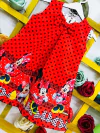 Vestido vermelho minnie barra poa preto preto laço infantil