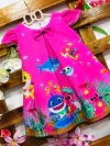 Vestido Baby Shark pink laço infantil