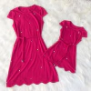Vestido pink pérolas mãe e filha
