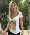 T shirt flamingo fundo verde mãe e filha