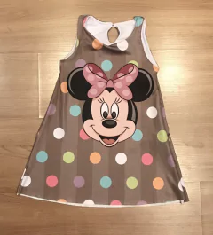 Vestido minnie bolas coloridas trapézio infantil