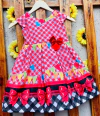 Vestido Xadrez vermelho Junino modelo Gabi infantil