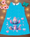 Vestido Lilo Stitch Doce modelo trapézio infantil