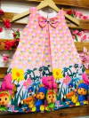 Vestido Pocoyo quadriculado laço infantil