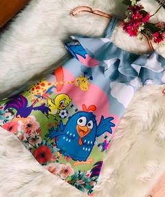 Vestido Galinha Pintadinha personagens colorido Valentina infantil