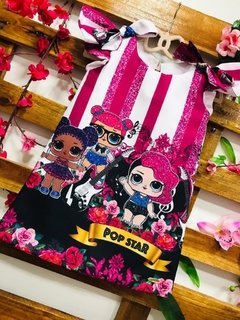 Vestido lol Pop rock laço manga infantil