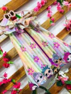 Vestido colorido lol e flores babado mãe e filha