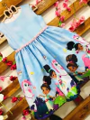 vestido Nella fundo azul pérolas infantil