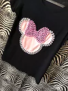 T shirt minnie rosa laço rosa mãe e filha