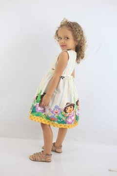 Vestido Dora Aventureira e macaco Pérola infantil