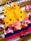 Vestido Flamingo Laranja laço infantil