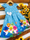 Vestido Baby Shark azul modelo Gabi Infantil
