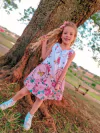 Vestido Coelho Borboleta flores laço infantil