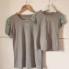 T shirt pedra verde água manga mãe e filha