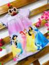 Vestido princesas roxo pompom manga infantil