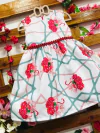 Vestido flor flamingo pérolas infantil