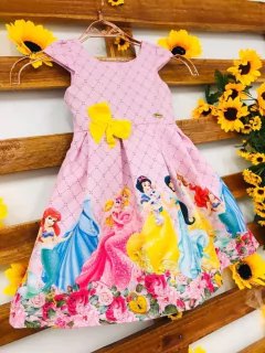 Vestido Princesas rosa modelo Gabi infantil