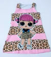 Vestido lol trapézio listra onça infantil