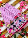 Vestido lols roxo poa rosa laço infantil