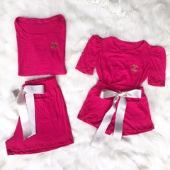 Kit shorts e blusinha rosa pink mãe e filha