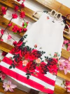 Vestido Rosa vermelha com branco laço manga infantil